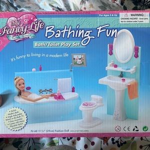 Never before opened Barbie bathroom set.